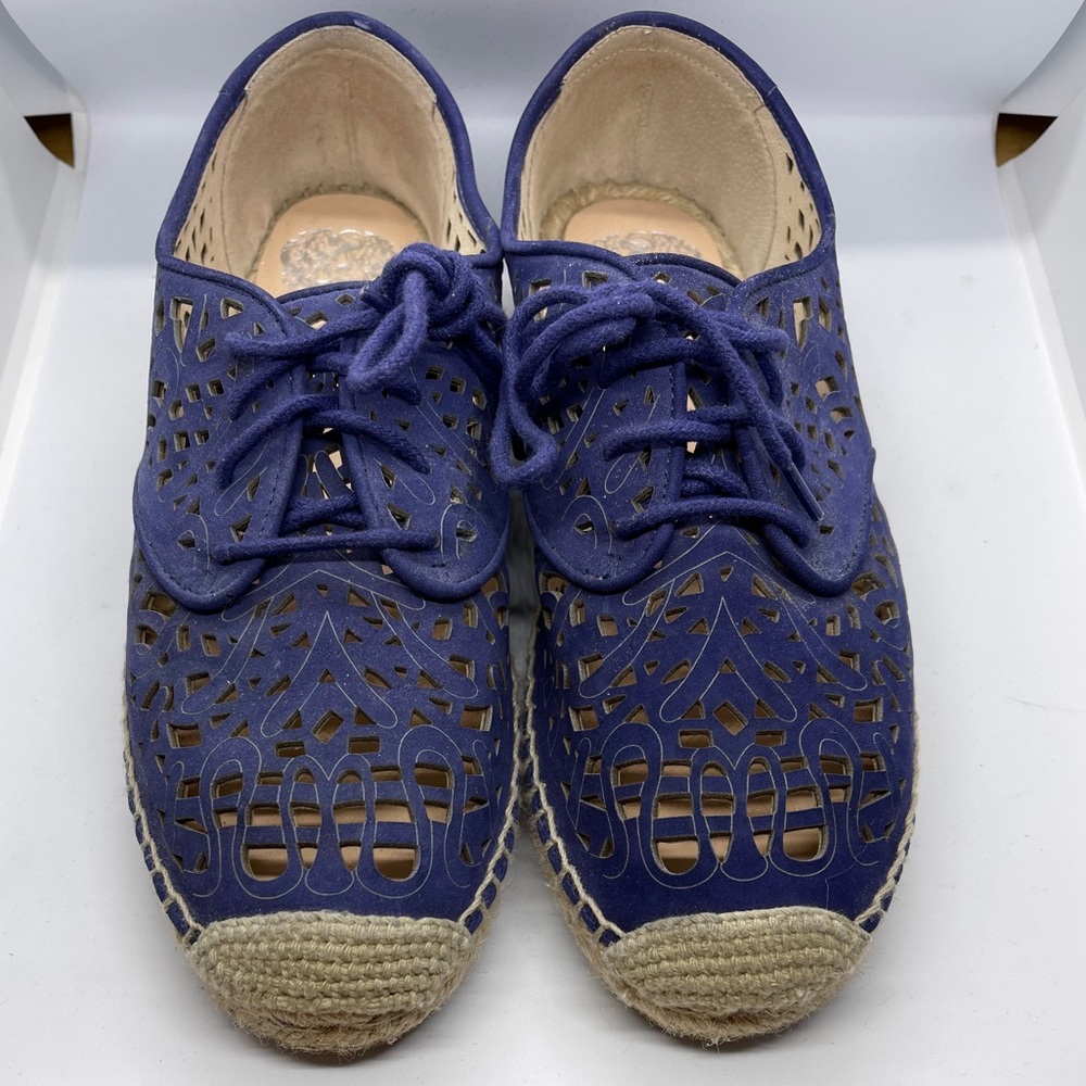 Vince Camuto Navy. 8.5 Leather cutout espadrilles